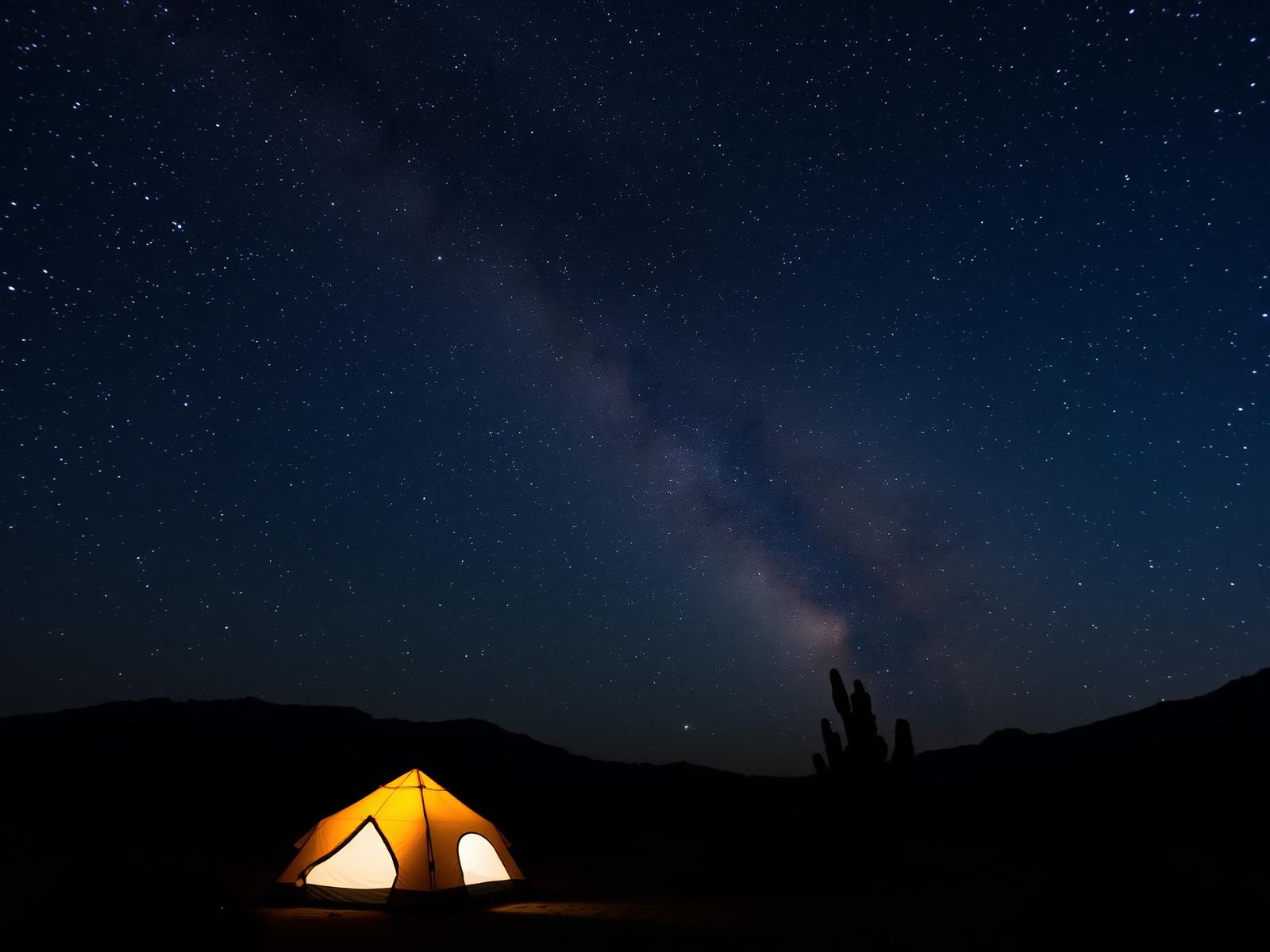 Milky Way over a desert campsite